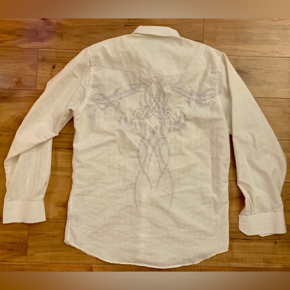 Premium Culture Italy Mens Button Up Shirt Size 2XL White Modern Fit Grunge Top - Picture 4 of 5